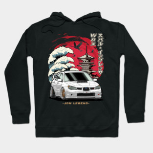 Back Print - White Subaru Impreza WRX STi Hawkeye Hoodie