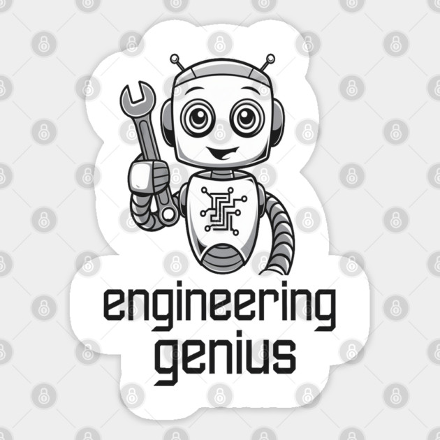 Engineering Genius, Fun  for Robotics Enthusiasts Sticker by Pixel Threads 