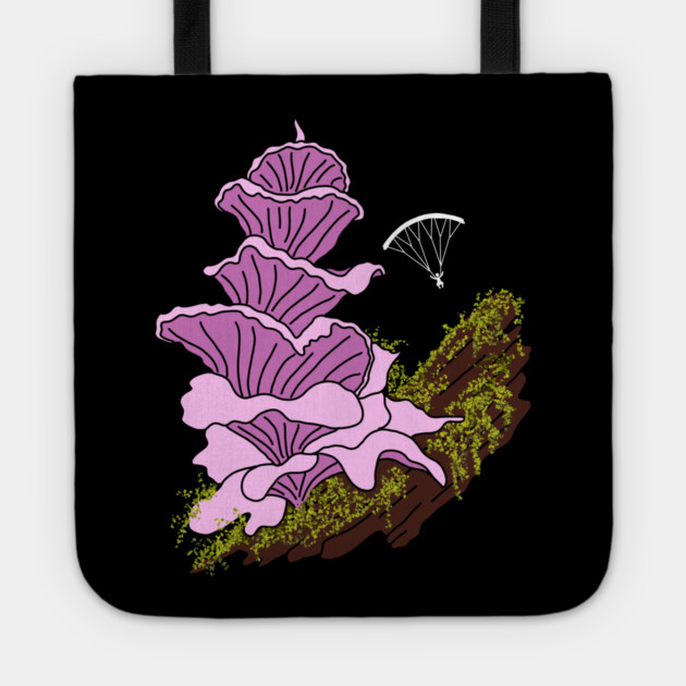 Hang Gliding Pink Pagoda Mushroom Tote by H. R. Sinclair