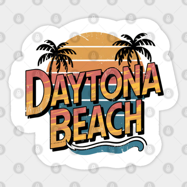 Daytona Beach Vintage, Florida Sunshine Sticker by Pixel Threads 
