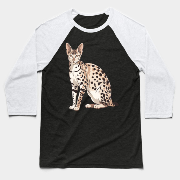 Savannah Cat Lover, Unique, Exotic Feline Design Baseball T-Shirt by Pixel Threads 