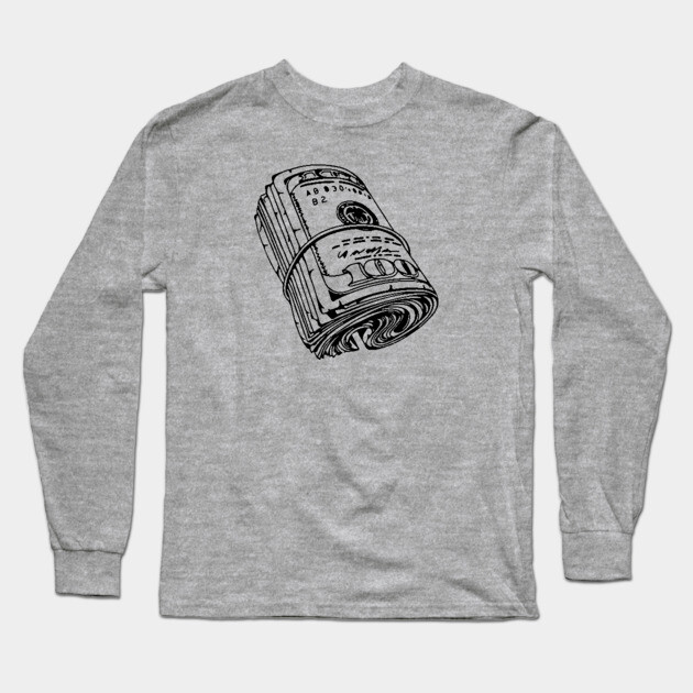 Bank Roll, $100 Money Roll Long Sleeve T-Shirt by UrbanLifeApparel