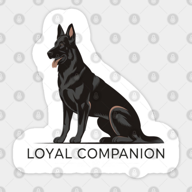 Black German Shepherd Design Sticker by Pixel Threads 