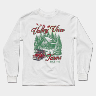 Valley View Farms Baltimore Maryland Hunt Valley Vintage Christmas Long Sleeve T-Shirt