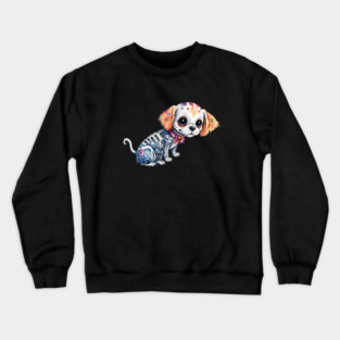 Cute ay of the Dead Skeleton Puppy Crewneck Sweatshirt