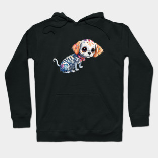 Cute ay of the Dead Skeleton Puppy Hoodie