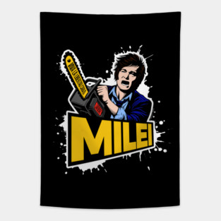 Javier Milei Chainsaw Afuera Libertarian Tapestry