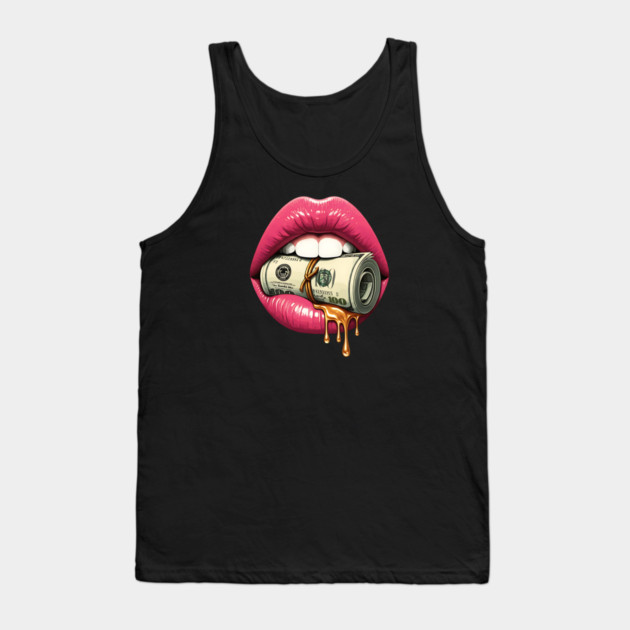 Pink Sexy Lips, Bank Roll, $100 Money Roll Tank Top by UrbanLifeApparel