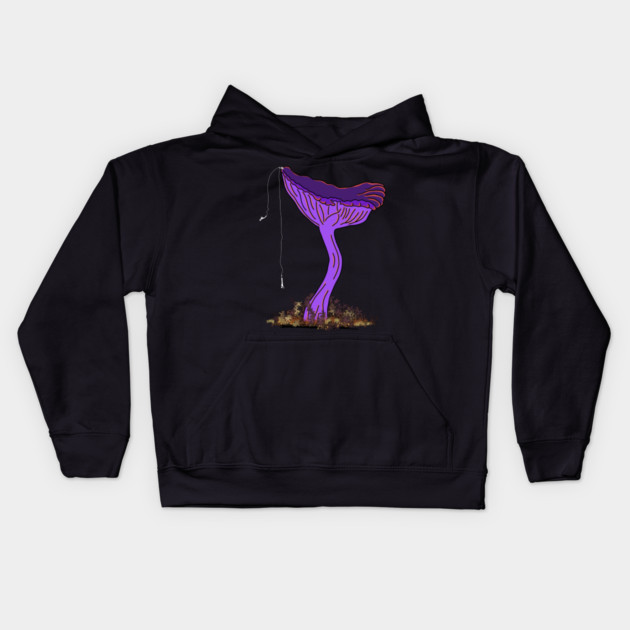 Bungee Jumping Amethyst Deceiver Mushroom Kids Hoodie by H. R. Sinclair