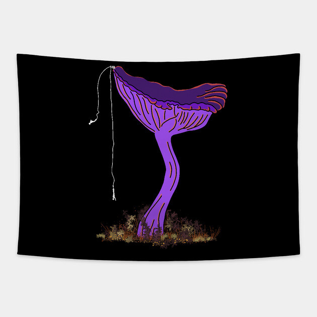 Bungee Jumping Amethyst Deceiver Mushroom Tapestry by H. R. Sinclair