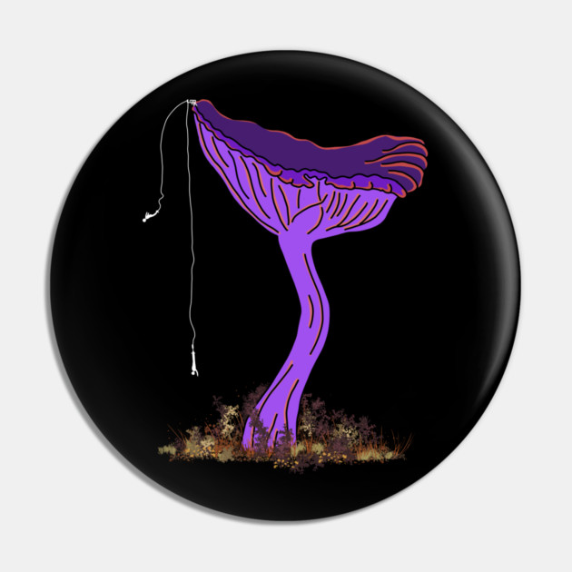 Bungee Jumping Amethyst Deceiver Mushroom Pin by H. R. Sinclair