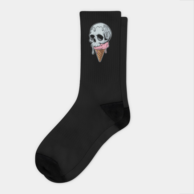 Melting Dripping Skull Ice Cream Dark Humor Socks by Anticorporati