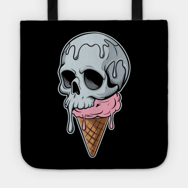 Melting Dripping Skull Ice Cream Dark Humor Tote by Anticorporati