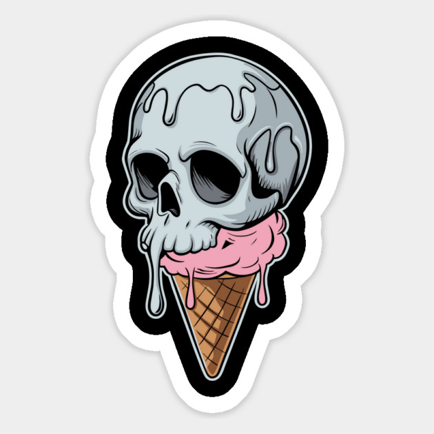 Melting Dripping Skull Ice Cream Dark Humor Magnet by Anticorporati
