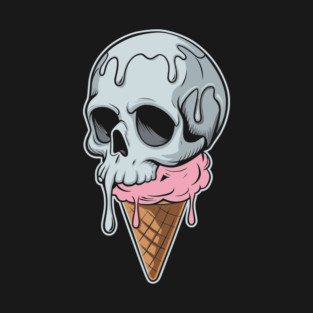Melting Dripping Skull Ice Cream Dark Humor T-Shirt