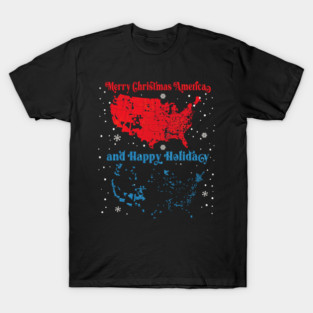 Trump Elections 2024 USA Map Happy Holidays Merry Christmas T-Shirt