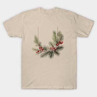 christmas wreath: Pine Garland, Evergreen Garland, Nature's elegance on display - Minimalist Garland - Ideal christmas gifts, Merry Christmas 2024 -christmas gift ideas, happy new year 2025, T-Shirt