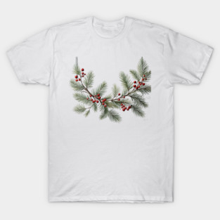christmas wreath: Pine Garland, Nature's elegance on display - Elegant Garland, Minimalist Garland - Ideal christmas gifts, Merry Christmas 2024 -christmas gift ideas, happy new year 2025, T-Shirt