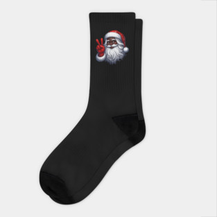 Black Santa Peace Sign Socks