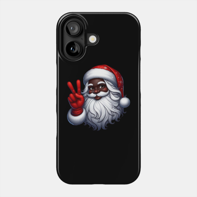 Black Santa Peace Sign Phone Case by UrbanLifeApparel