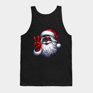 Black Santa Peace Sign Tank Top
