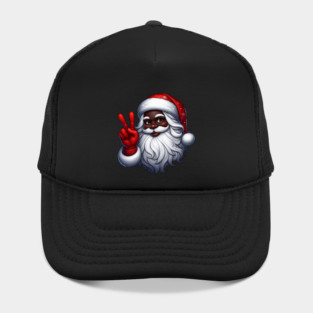 Black Santa Peace Sign Hat