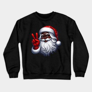 Black Santa Peace Sign Crewneck Sweatshirt