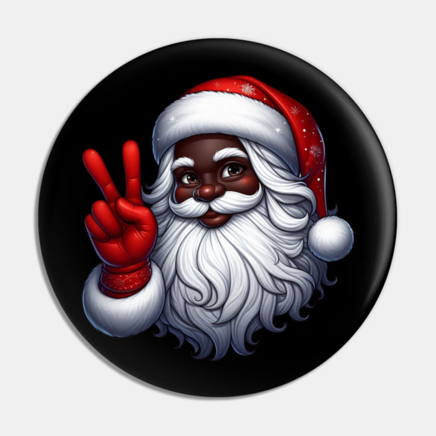 Black Santa Peace Sign Pin by UrbanLifeApparel