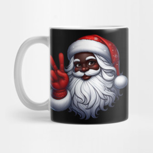 Black Santa Peace Sign Mug