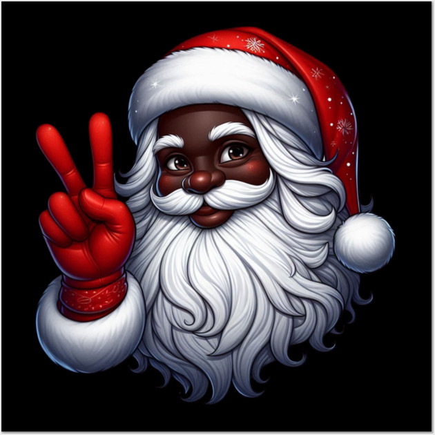 Black Santa Peace Sign Wall Art by UrbanLifeApparel