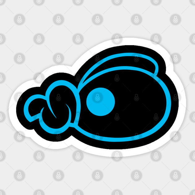 Black & Blue Chicken Head Sticker by threeonethree