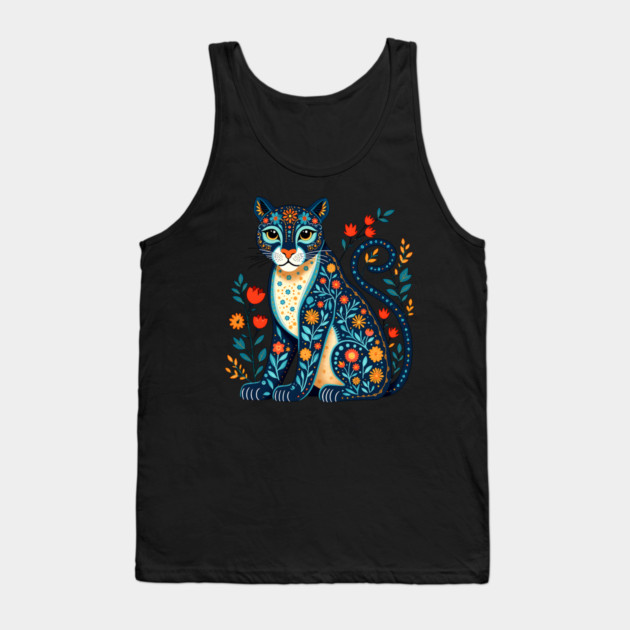 Floral Cat Illustration with Vibrant Flowers3 Tank Top by BirdsnStuff