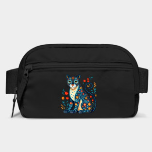 Floral Cat Illustration with Vibrant Flowers3 Bag