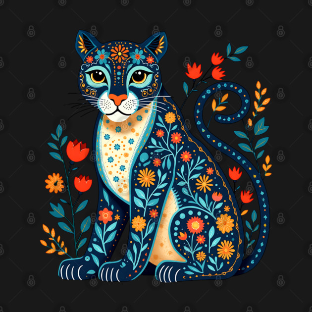 Floral Cat Illustration with Vibrant Flowers3 by BirdsnStuff