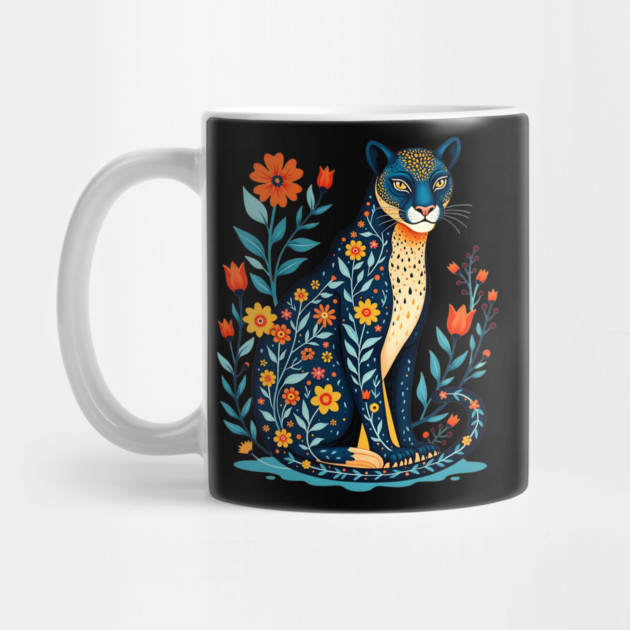 Floral Cat Illustration with Vibrant Flowers by BirdsnStuff
