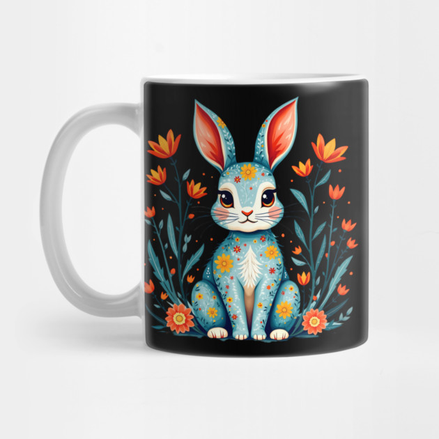 Folk Art Floral Rabbit Illustration by BirdsnStuff