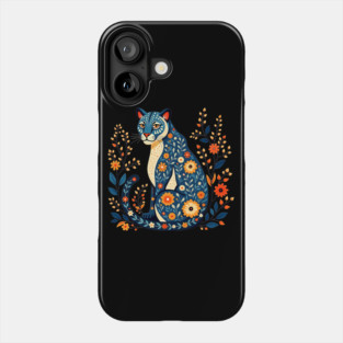 Floral Cat Illustration with Vibrant Flowers2 Phone Case