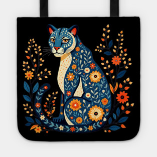 Floral Cat Illustration with Vibrant Flowers2 Tote