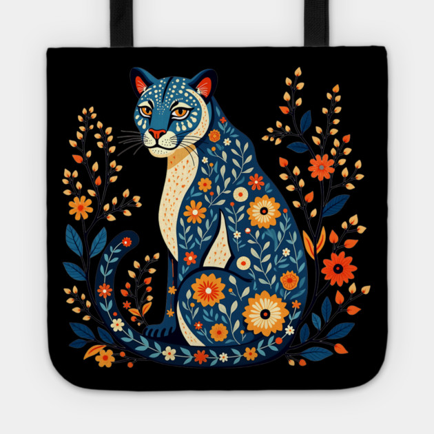 Floral Cat Illustration with Vibrant Flowers2 Tote by BirdsnStuff