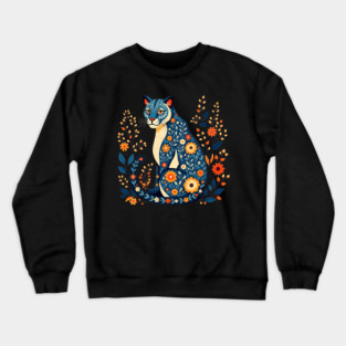 Floral Cat Illustration with Vibrant Flowers2 Crewneck Sweatshirt