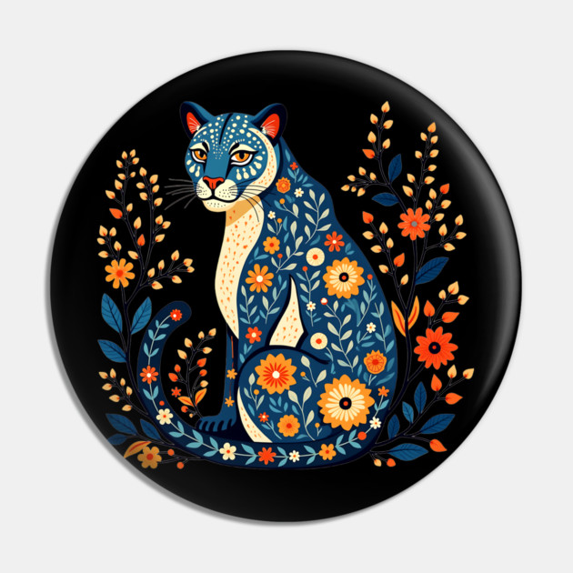 Floral Cat Illustration with Vibrant Flowers2 Pin by BirdsnStuff