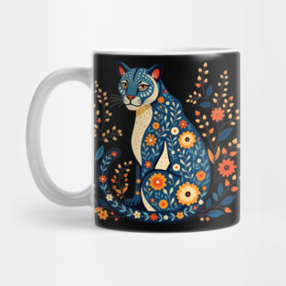 Floral Cat Illustration with Vibrant Flowers2 Mug