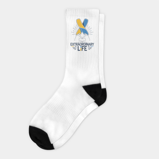 Extraordinary Life: Down Syndrome Awareness Design Socks by Pixel Threads 