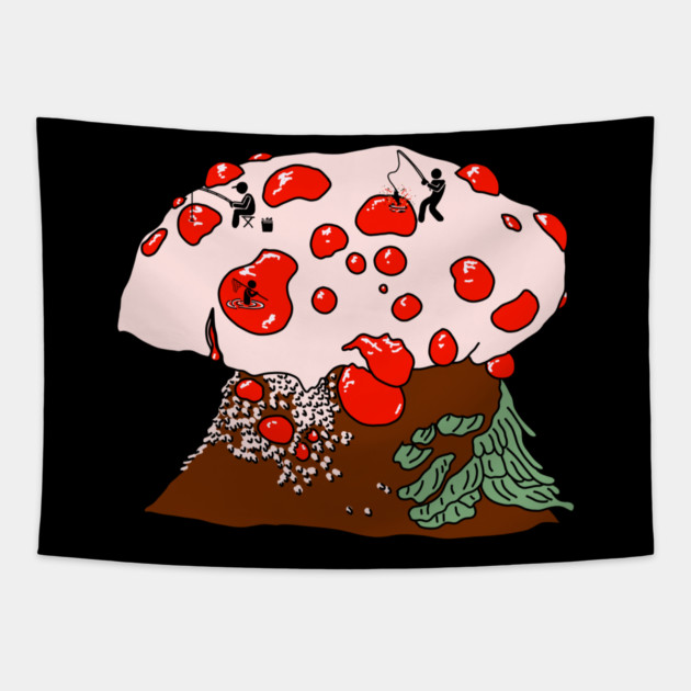 Fishing on Bleeding Tooth Mushroom Tapestry by H. R. Sinclair