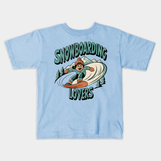 snowboarding lovers Kids T-Shirt by Pixel Threads 