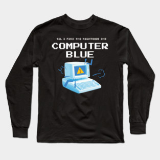 Computer Blue Long Sleeve T-Shirt