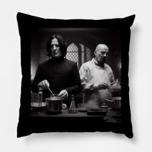 A wizard and a chemist make a blue potion together Pillow
