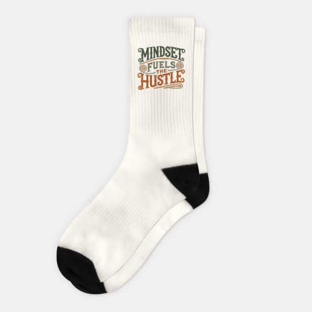 Motivational Quote, Mindset Fuels the Hustle, Success Socks by logiamerch