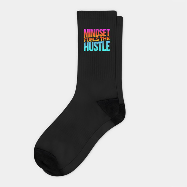 Motivational Quote, Mindset Fuels the Hustle, Success Socks by logiamerch