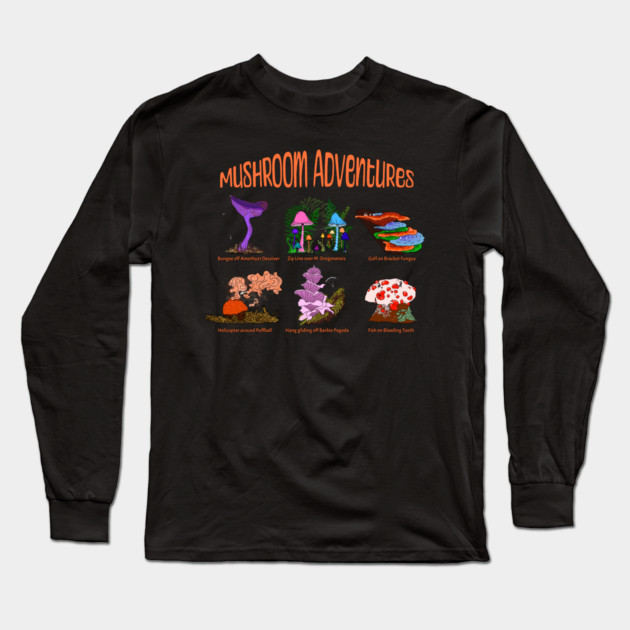 Funny Mushroom Adventures Long Sleeve T-Shirt by H. R. Sinclair